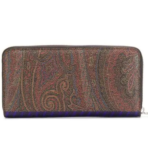 $650 Etro Paisley Gorilla Print Zip Around Continental Long Wallet Made In Italy - Picture 3 of 6